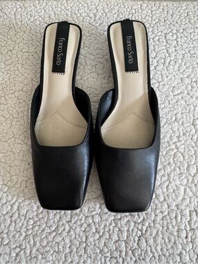 Franco Sarto Nicola Black Leather Mules Size 7